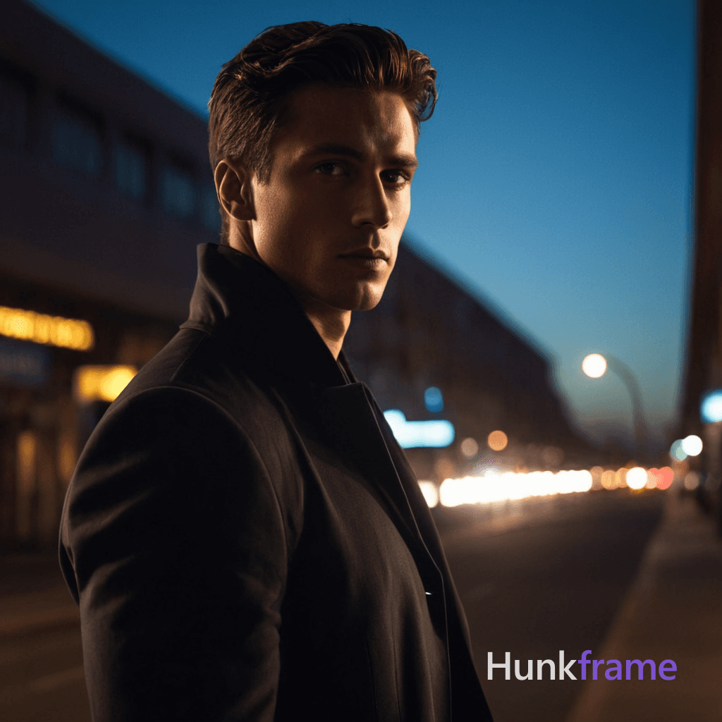 mysterious male silhouette, editorial portrait, moody lighting, dramatic shadows, sophisticated expr