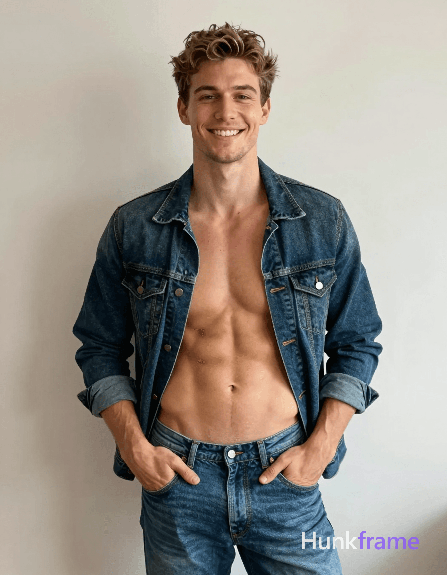 A handsome Caucasian man in his twenties stands facing the camera with a confident smile and dir